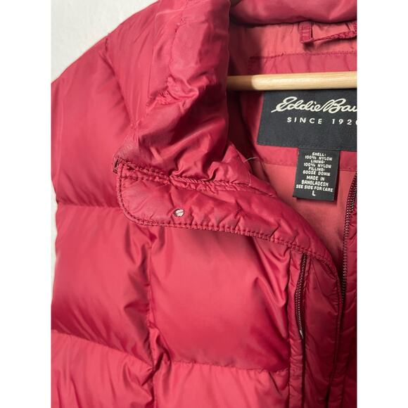 Eddie Bauer Mens Down Puffer Vest Red Size Large Outdoors Warm Goose - Picture 4 of 5